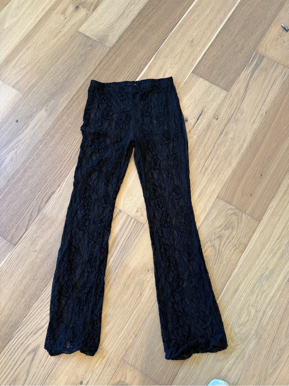 Good American Black Lace Flare Pants
